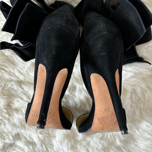 AMINAH ABDUL JILLIL Black Suede Bow Pumps  High Heels Sandals Shoes 8M - Picture 11 of 16